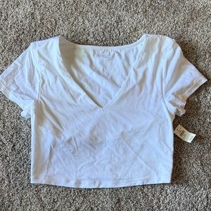 Classic White V-Neck Crop Top